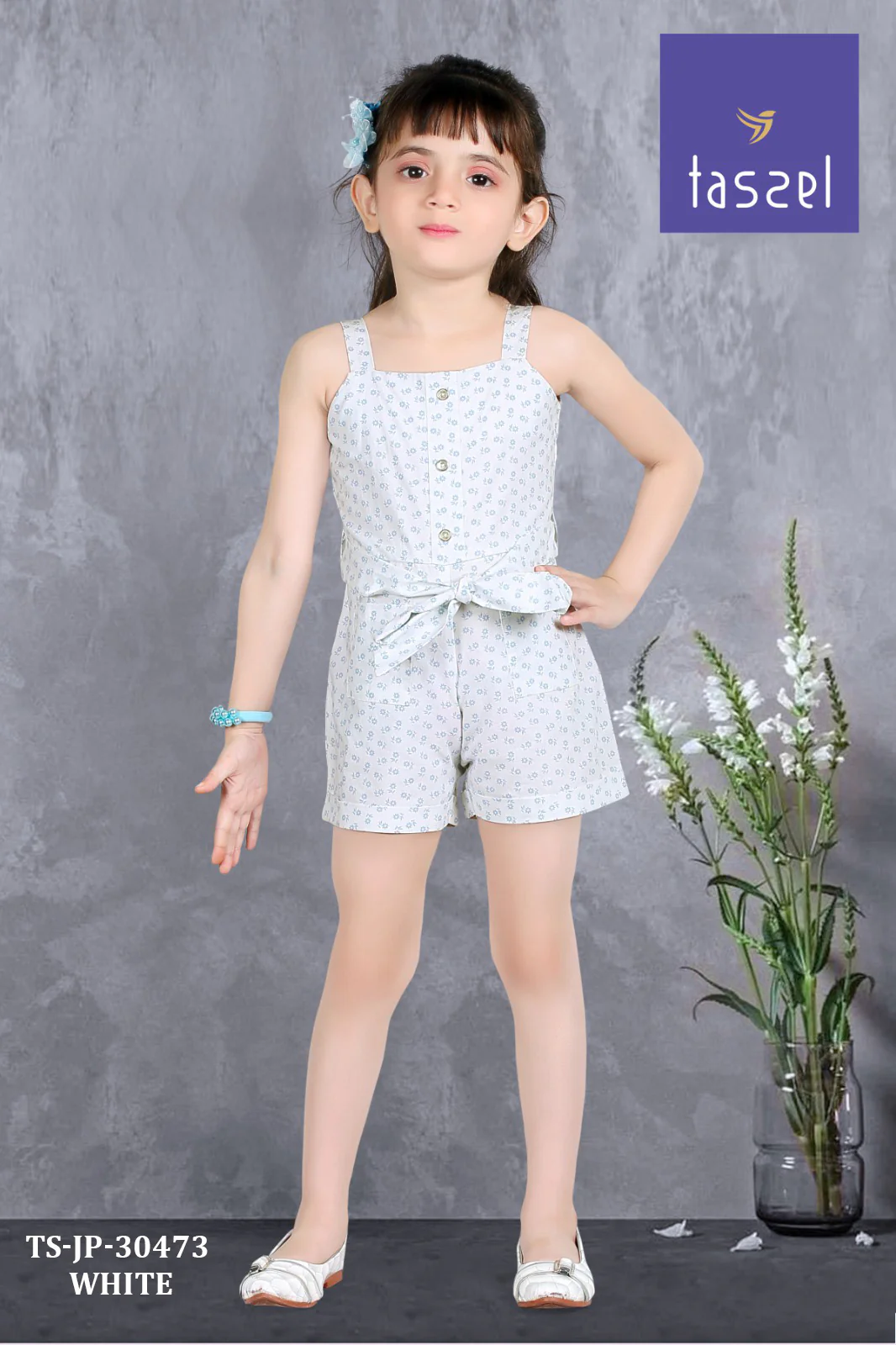 Blue Floral Sleeveless Top & Shorts Set TSSET30473